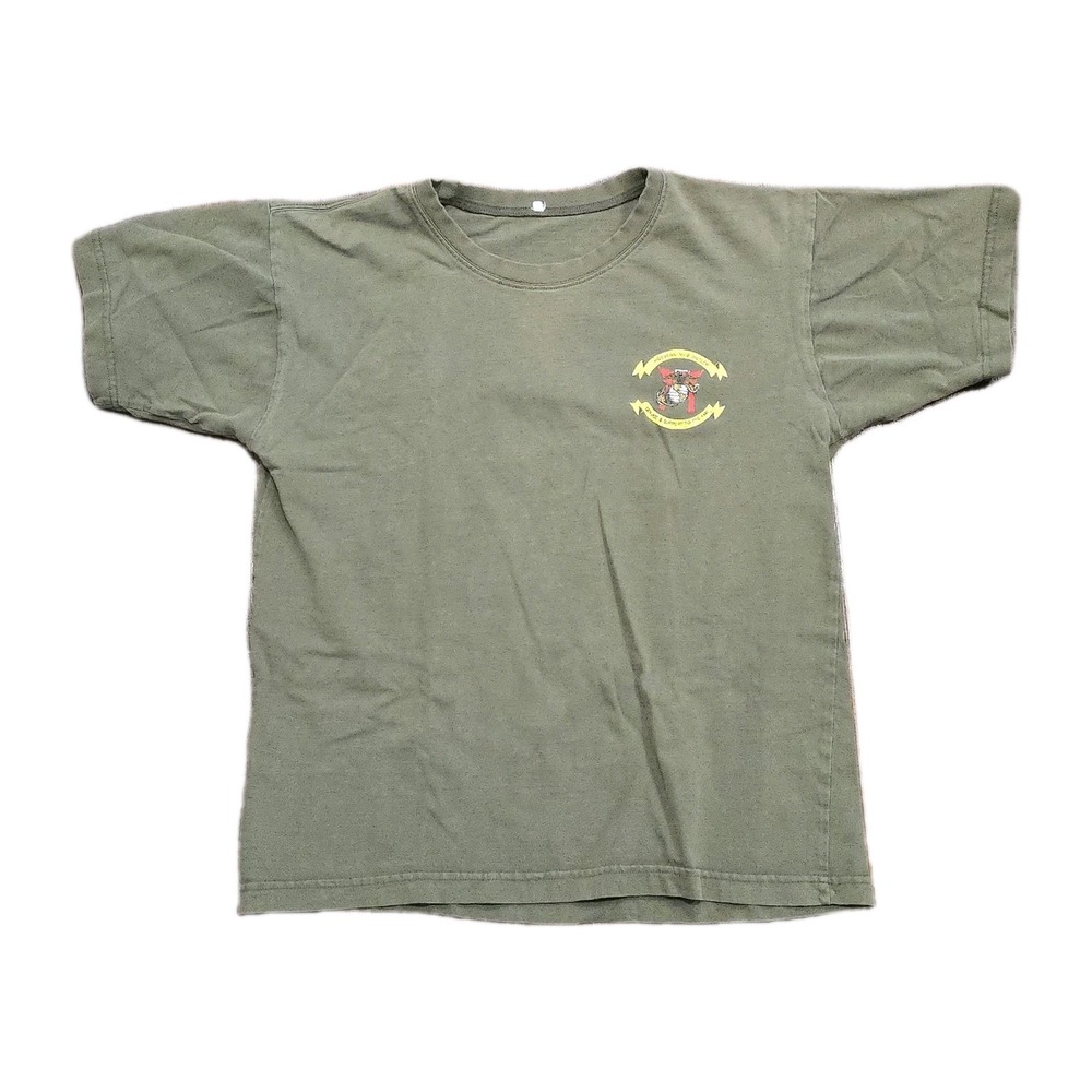 Vintage USMC T-Shirt Small HQSVCBN MCB Butler Okinawa Military Olive Green Tee